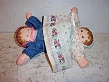 VTG Handmade Topsy Turvy Rag Doll Folk Art Primitive 12" 2 Sided Sleep Awake
