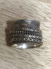 b.45. 925 Sterling Silver Spinner Meditation Fidget 15mm Wide Ring 7s, 7.9g