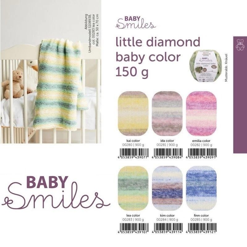 150g Schachenmayr Baby Smiles Little Diamond Babywolle Decke stricken (39,67€/kg