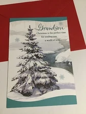 Merry Christmas Grandson  WITH TRACKING 5.5”x8” Hallmark Greeting Card