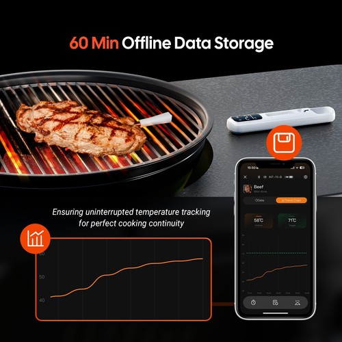 INKBIRD Mini Wireless Bluetooth Meat Thermometer for BBQ Grill Oven Smoker IP67 - Picture 12 of 16