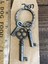 3 victorian hollow barrel skeleton keys & beveled keychain steampunk old -7427
