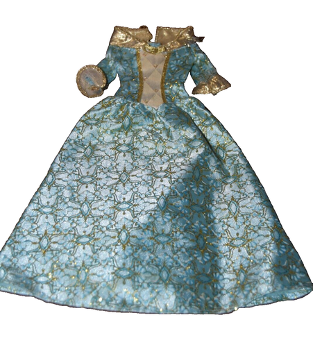 Fashion doll Princess Dress Blue Gold Sparkles