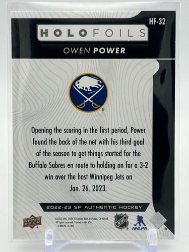 2022-23 SP Authentic Holofoils CASE HIT! Owen Power Buffalo Sabres HF-32 - Picture 2 of 2
