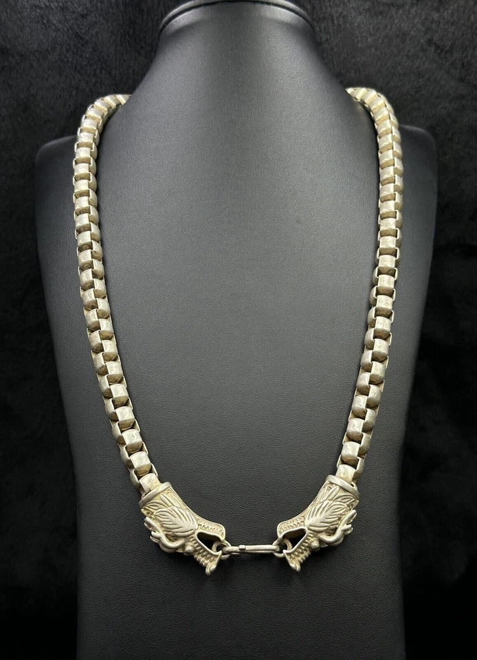 Collar Cadena Dragón Plata Tibetano Único De Colección Hecho a Mano Buena Calidad Foto 2 de 4