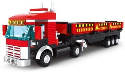Red Heavy Truck Transport Vehicle Building Blocks Toy Bricks Set