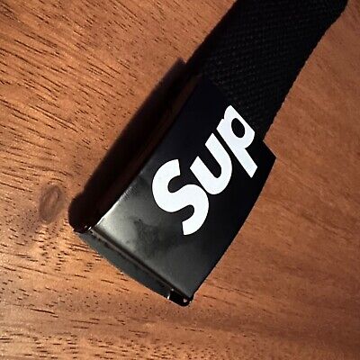 🆂 SUPREME Unisex Web Belt Metal Buckle (Black) • Limited