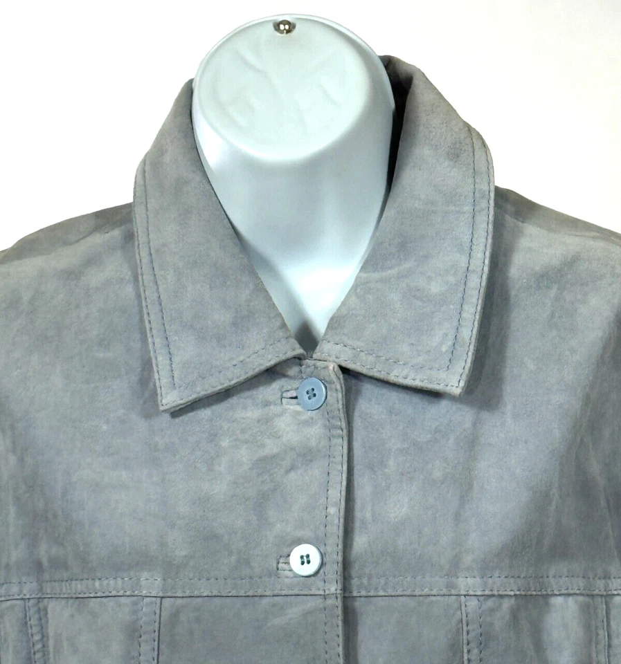 Blazer chaqueta de cuero de gamuza azul grande Bernardo para mujer Foto 2 de 4