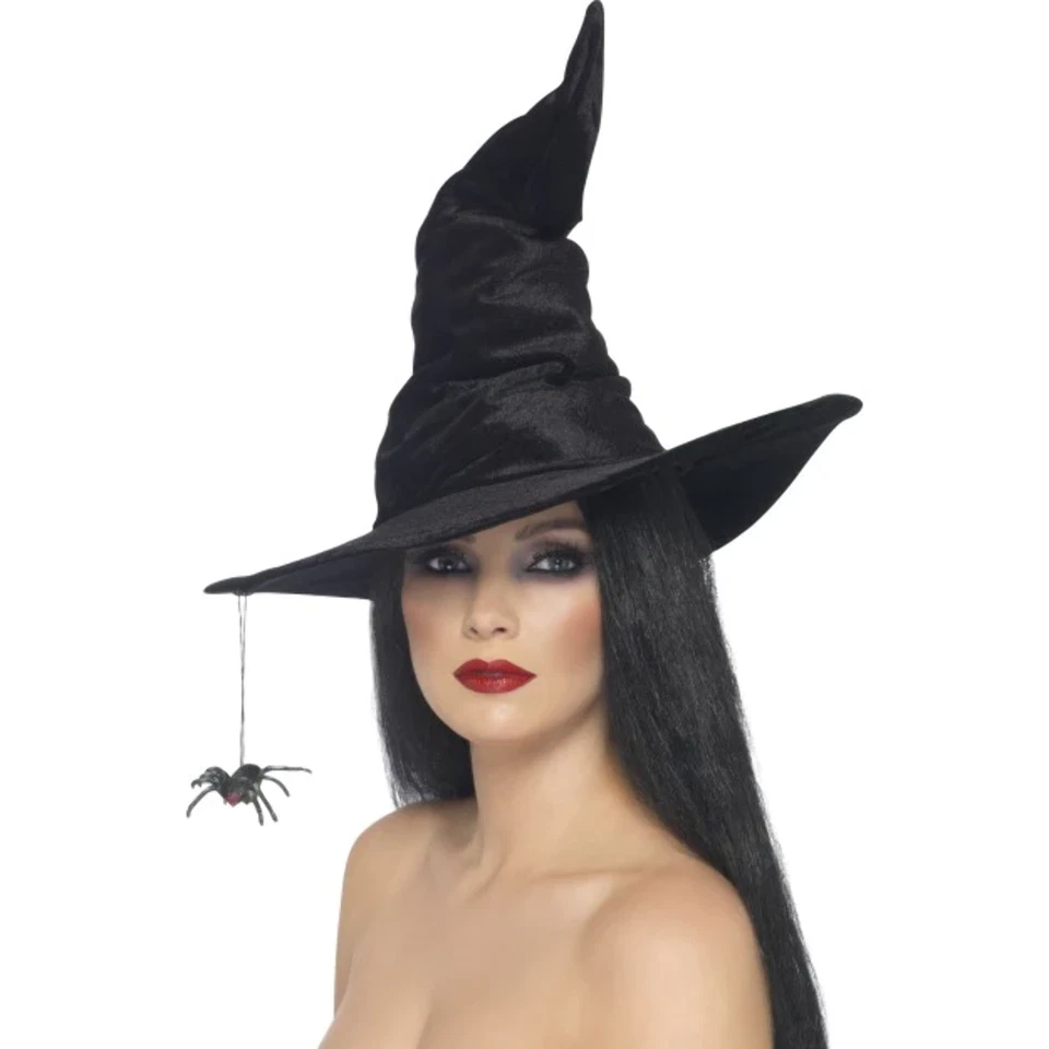 Smiffys Witches Hat Damen Halloween Hexenhut Fescher Hut Neu Mit Spinne - Bild 1 von 1