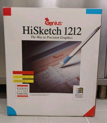 Vintage Genius HiSketch 1212 Grafiktablett PEN AutoCAD CAD Win3 Floppy 5,25 Stück