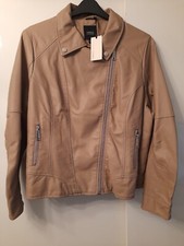 New Ladies Capsule - Jd Williams Faux Leather Mushroom Biker Jacket Size Uk 22