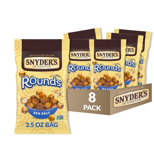 Paquete de 8 sal marina Pretzels Rounds 3,5 OZ - Imagen 1 de 7