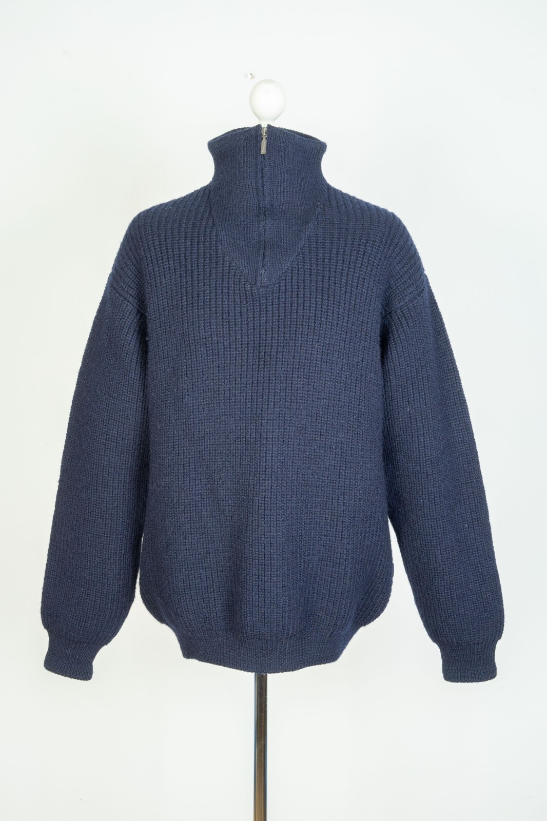 Barbour Type Zip Neck Wool Knit Sweater 
