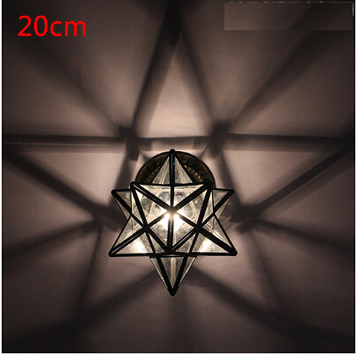 Crystal Glass Moravian Star Ceiling Wall Lamp Flush Mount Iron