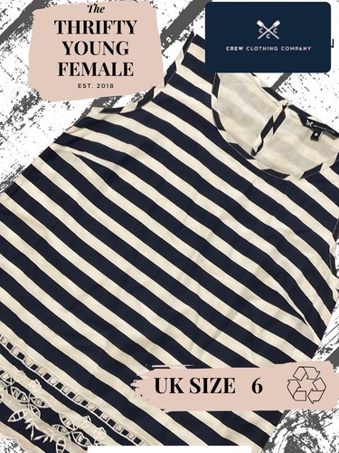 Crew Clothing Womens Vest Sleeveless Top UK 6 Blue 100% - Cotton