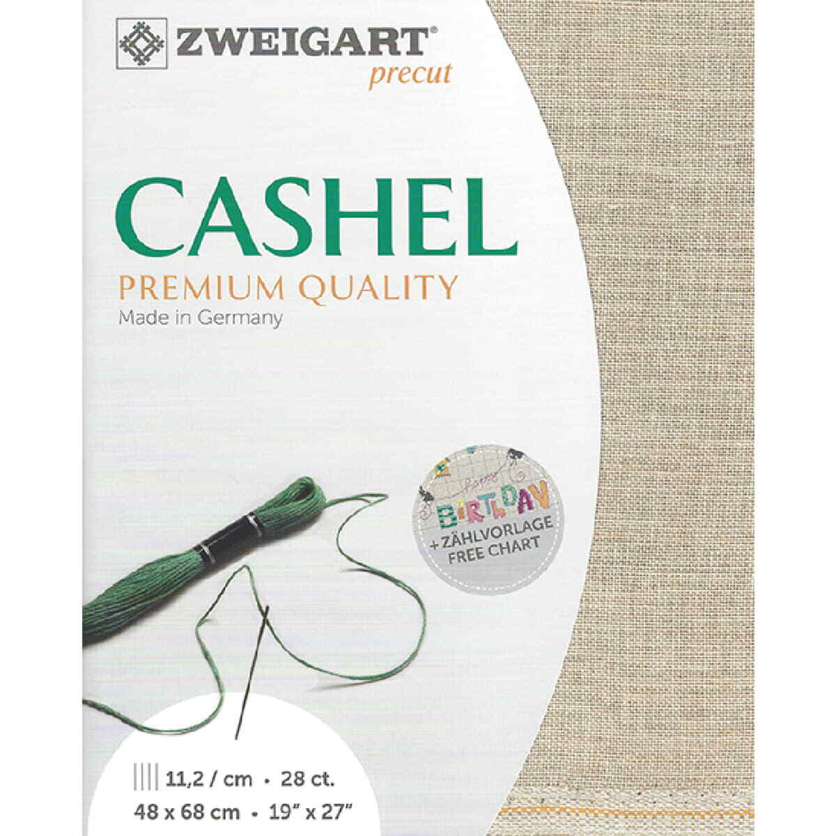 Evenweave Fabric Cashel Zweigart Precute 28 ct. 3281 100% Linen color 52 natur 4
