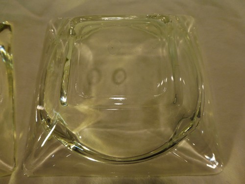 Vintage Mid Century Aschenbecher Zigarren Zigaretten 4 5/8" eckig Klarglas Paar 2 - Bild 5 von 9