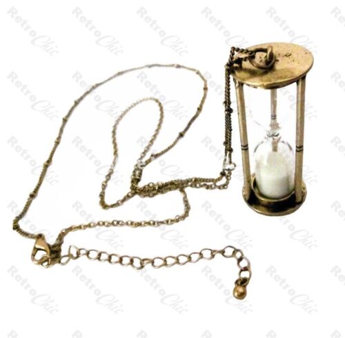 BIG HOURGLASS pendant RETRO vintage HOUR GLASS sands of time LONG CHAIN NECKLACE - Picture 10 of 11
