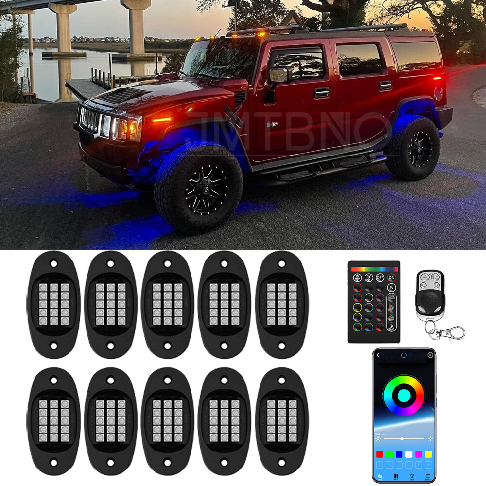 Akozon LED Rock Light Kit 8 Pods RGB LED Rock Light Kit con Controllo Bluetooth per Camion UTV ATV con Interruttore Dimmer e Chiave a Distanza