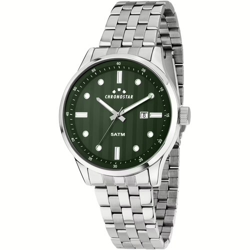 Montre Hommes Chronostar Cadran Vert Temps Date Étui 43 MM - Photo 6 sur 7