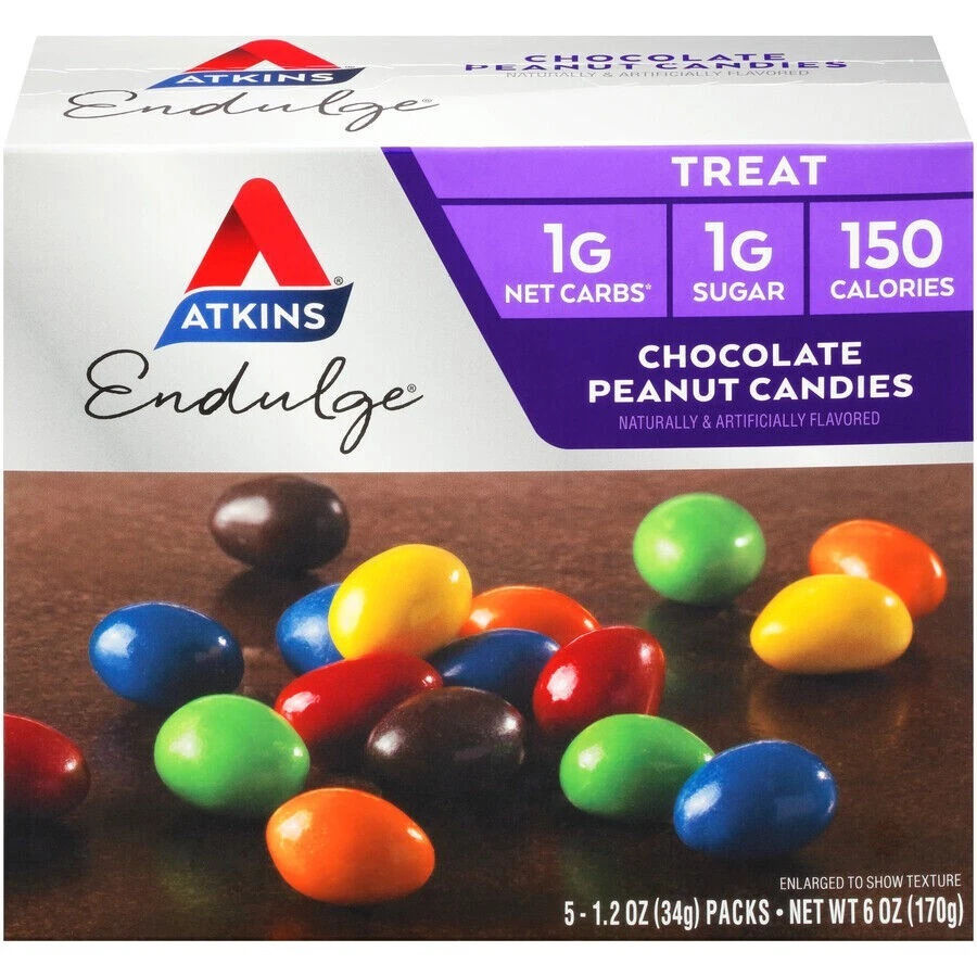 Atkins Endulge Treat, caramelos de chocolate y cacahuete, aptos para ceto, cajas de 4/5 quilates... Foto 3 de 4