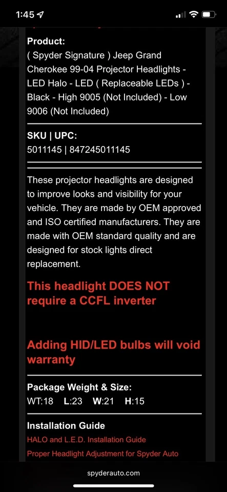 Новый черный 99-04 Jeep Grand Cherokee светодиодный Halo проектор фары слева + справа - Изображение 3 из 4