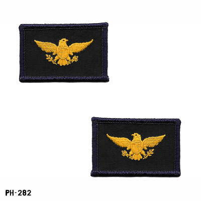 Colonel Eagle Collar Device Rank Patches, Pair ~ Navy Blue & Yellow ~ NEW