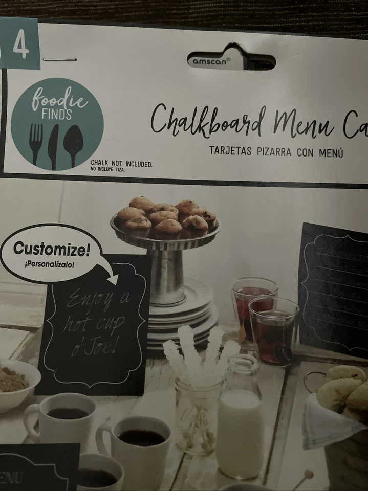 5 X Amscon Foodie Finds 4 Pcs Chalkboard Menu Cards Customize 6.8”x8.8” - Image 3 of 4