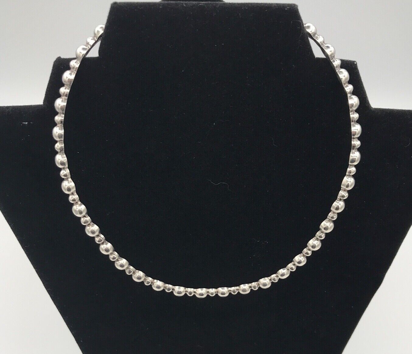 Sterling Silver - Solid Bead Choker Collar Neckla… - image 3