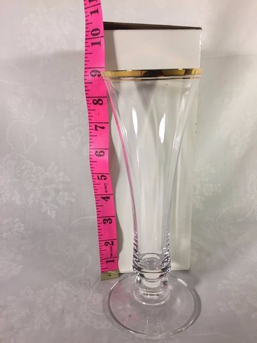 MIKASA Fluted Bud Vase "JAMESTOWN" Pattern With GOLD RIM 8.50" Tall NIB - Bild 3 von 5
