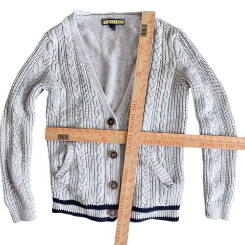 Prince & Fox Cable Knit Cardigan Womens XS/P Oatmeal Color 50% Cotton Sweater - Picture 3 of 5