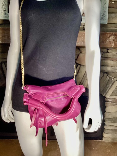 Foley & Corinna Disco City Fuchsia Chain Crossbody / Folder Over Hand Bag Purse - Picture 3 of 9