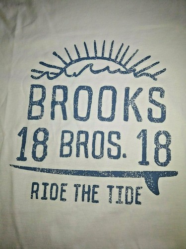 Brooks Brothers T-Shirt Mens Medium White SS  "Ride the Tide" Surfing Cotton - Picture 2 of 11