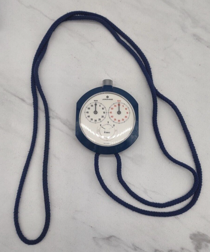 Junghans Stopwatch Mechanical 3 Dial Germany with Box Blue Body - Picture 4 of 15