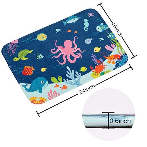 Bath Mat, Super Soft and Absorbent Shaggy Plush Nautical Sea 24''X16'' Octopus - Picture 3 of 8