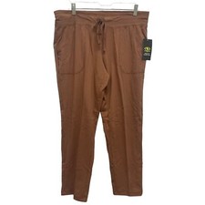 New Athletic Work Women Coffee Brown Medium Petite Elastic Drawstring Yoga Pants