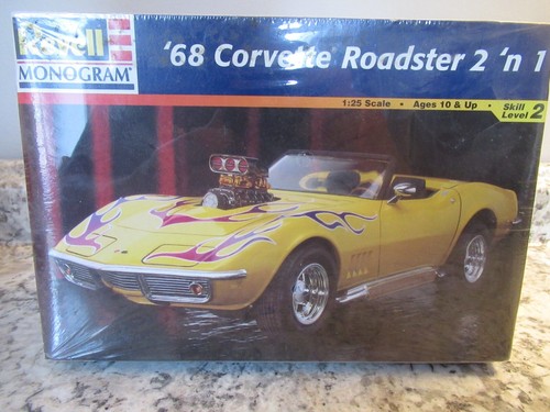 Revell Monogram 68 Corvette Roadster 2n 1 Modellbausatz 1/25 versiegelt kostenloser US-Versand
