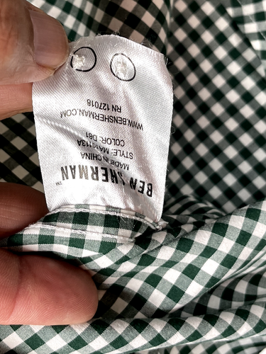 BEN SHERMAN The Original Gingham Green/White Check Long Sleeve Shirt Size L - Picture 10 of 13