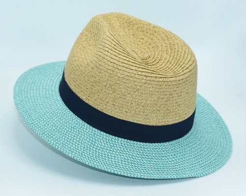 C.C Summer short Brim Panama Hat, Fedora Flat Brim Beach Sun Fedora Women - Picture 2 of 4