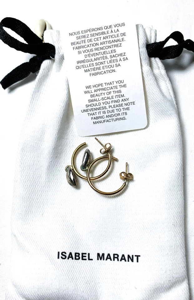 Isabel Marant NUEVO CON ETIQUETAS Amer Oro Latón Concha Colgante Plata Grandes Aro Pendientes NUEVO Foto 3 de 4