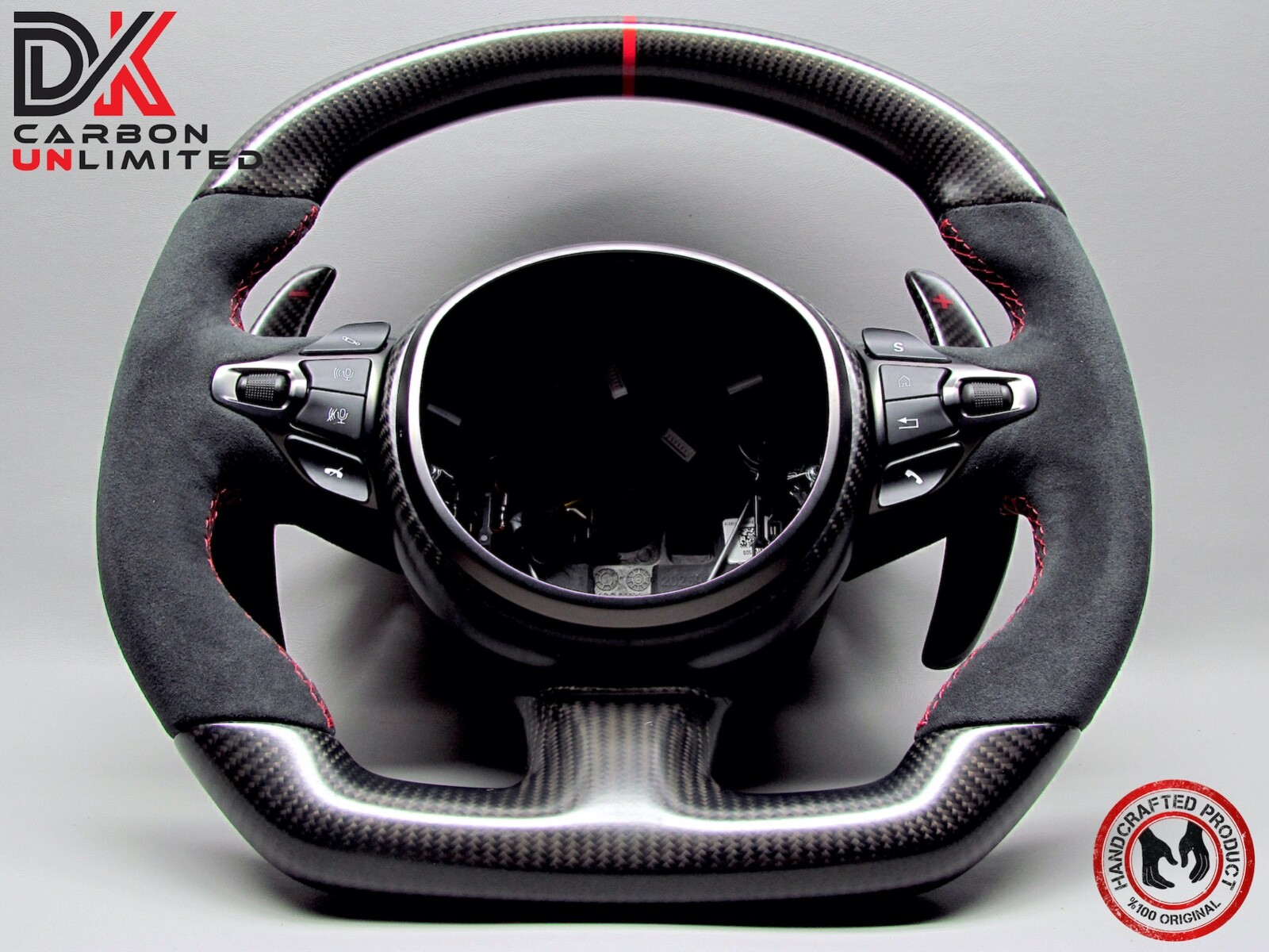 Aston Martin DB11 DBS Vantage Red Ring Alcantara Matte Carbon Steering Wheel v1