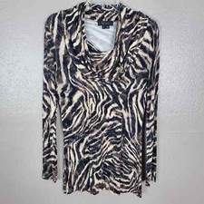 Karen Kane Animal Print Stretchy Cowl Neck Long Sleeve Tunic S