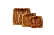 3 Piece Set Wooden Olive Snack Bowl Dipping Fruit Serving Condiments Nuts Small