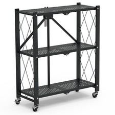 3-Tier Heavy Duty Shelf Storage w/ Wheels Rolling Utility Shelf Rack Organizer