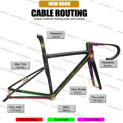 Airwolf T1100 Carbon Rennrad Rahmen 700x28c Road Bike Frame Lightweight 850g - Bild 11 von 29
