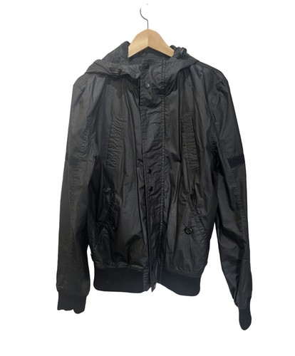Chaqueta Sonneti Negra - Para Hombre Mediana - Informal Cremallera Capucha Cortavientos Retro