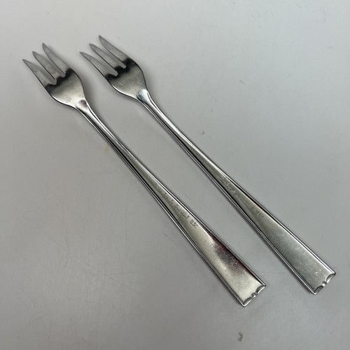 2 tenedores de mariscos/cóctel vintage IMPERIAL EE. UU. acero inoxidable "PAULA" 5-3/4 - BRILLANTES - Imagen 2 de 2