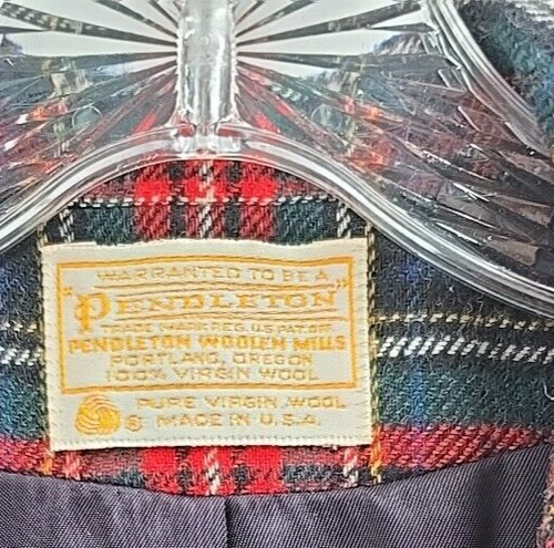 Pendleton Vtg Classic Corporate Preppy 70s Plaid 100% Wool Holiday Blazer Size 6 - Picture 3 of 13