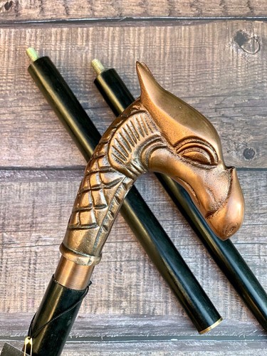 Brass Designer Head Handle Wooden Vintage Walking Cane Antique Style Stick Gift - Picture 2 of 11