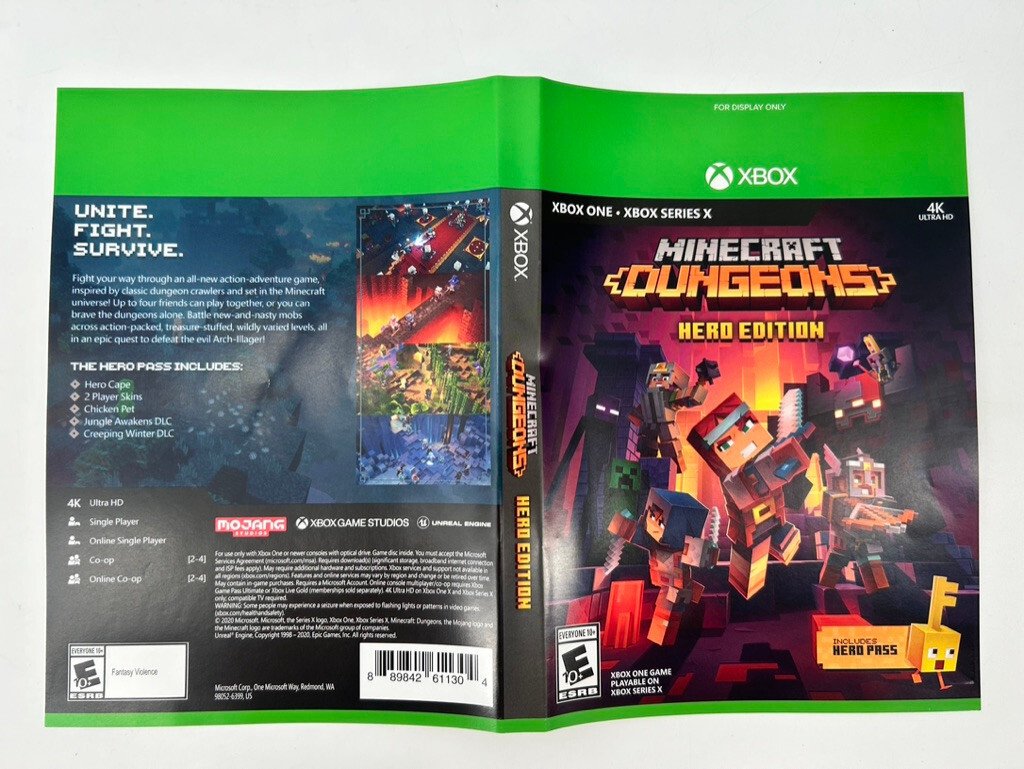 Mincraft Dungeons Hero Edition Xbox One GameStop Promotional Display Artwork
